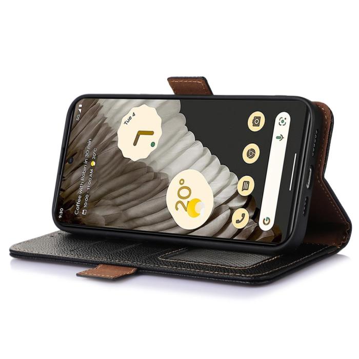 Bild 3,  Google Pixel 7A Fodral RFID Äkta Läder Svart - Teknikhallen.se