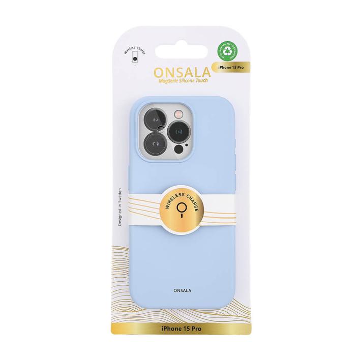 Bild 2, Onsala ONSALA iPhone 15 Pro MagSafe Skal Med Silikonyta Ljusblå - Teknikhallen.se