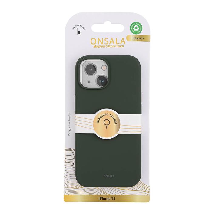 Bild 2, Onsala ONSALA iPhone 15 MagSafe Skal Med Silikonyta Olivgrön - Teknikhallen.se