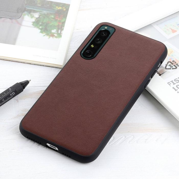 Bild 3,  Sony Xperia 1 IV Skal Äkta Läder Hybrid Brun - Teknikhallen.se