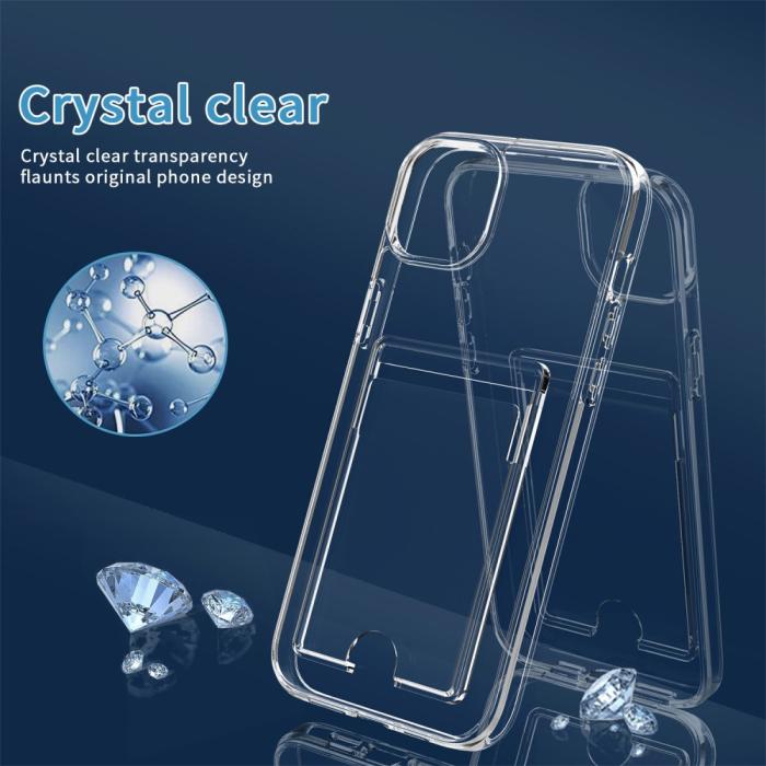 Bild 6,  iPhone 15 Plus Skal Hybrid Med Kortfack Transparent - Teknikhallen.se