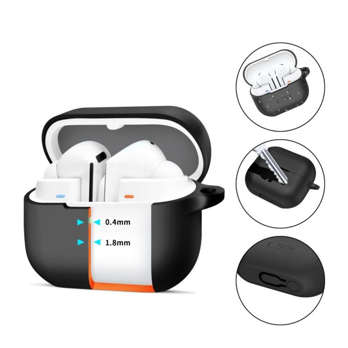 Bild 2, Tech-Protect Tech-Protect Galaxy Buds 3/3 Pro Skal Silikon Hook Svart - Teknikhallen.se
