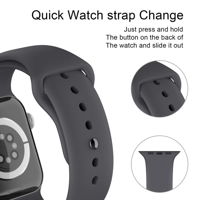 Bild 4, ColorPop Apple Watch 38/40/41/42 mm Silikon Armband (M/L) Mörk Grå - Teknikhallen.se