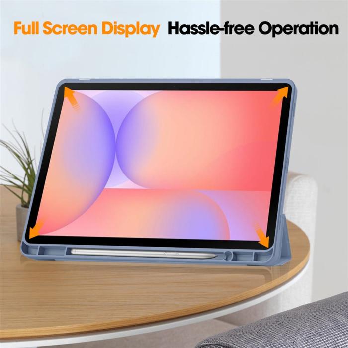 Bild 5,  Samsung Galaxy Tab S10 Lite Fodral Tri-Fold Pennhållare Lila - Teknikhallen.se
