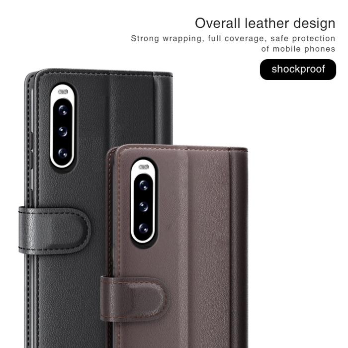 Bild 4,  Sony Xperia 10 V Fodral Premium Split Läder Brun - Teknikhallen.se