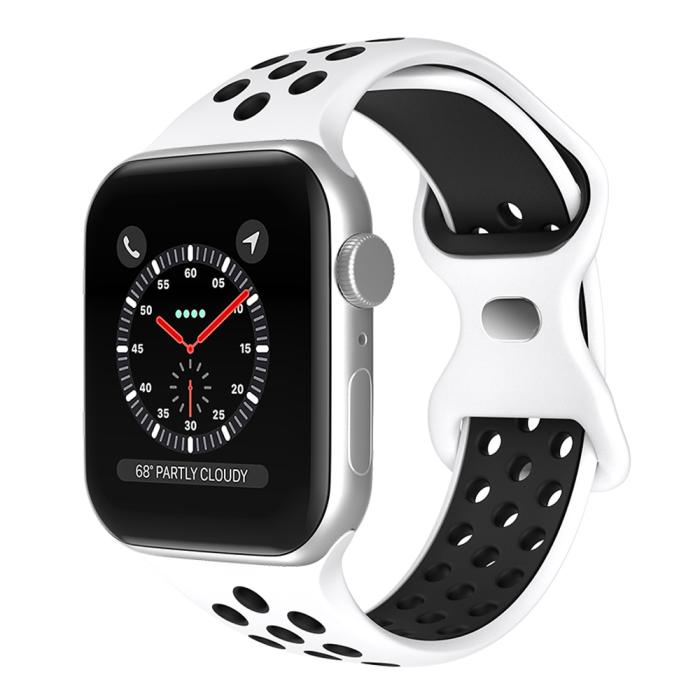 Bild 2, ColorPop Sportarmband Dual-Color Apple Watch 42/41/40/38 mm (S/M) Vit/Svart - Teknikhallen.se