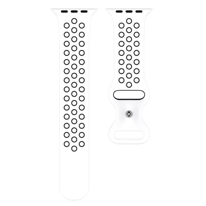 Bild 3, ColorPop Sportarmband Dual-Color Apple Watch 42/41/40/38 mm (S/M) Vit/Svart - Teknikhallen.se