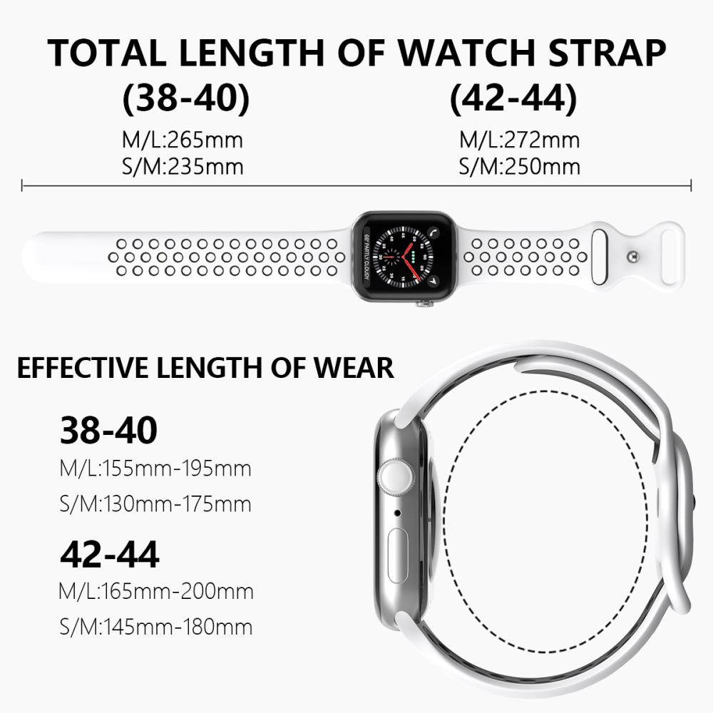 ColorPop Sportarmband Dual-Color Apple Watch 41/40/38 mm (S/M) Vit/Svart - Teknikhallen.se