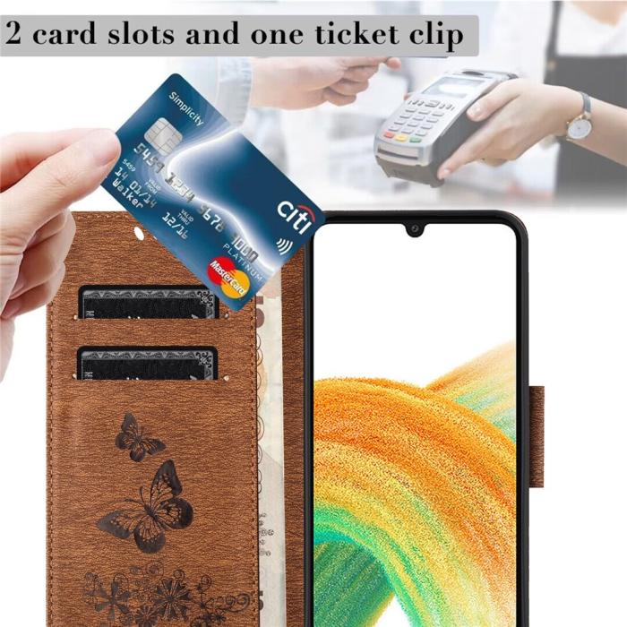 Bild 4,  Samsung Galaxy A27 5G Fodral Läder Fjärilar Brun - Teknikhallen.se