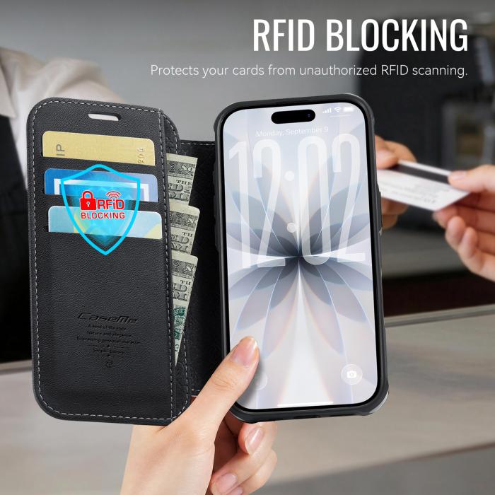 Bild 4, CASEME CASEME iPhone 16 Skal RFID Plånbok Svart - Teknikhallen.se