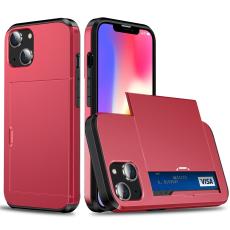  iPhone 15 Skal Hybrid Med Kortfack R&ouml;d - Teknikhallen.se