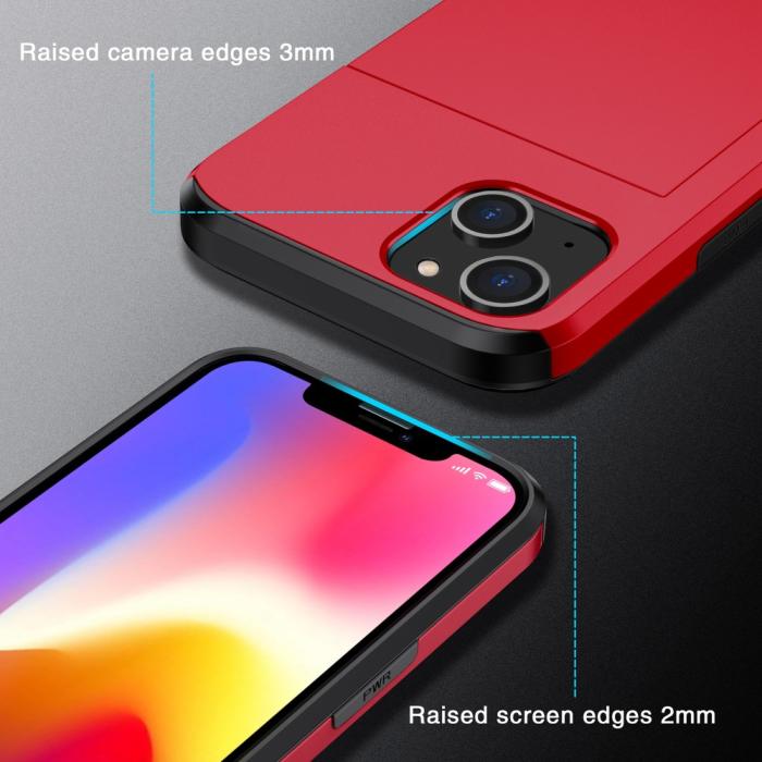 Bild 4,  iPhone 15 Skal Hybrid Med Kortfack Röd - Teknikhallen.se