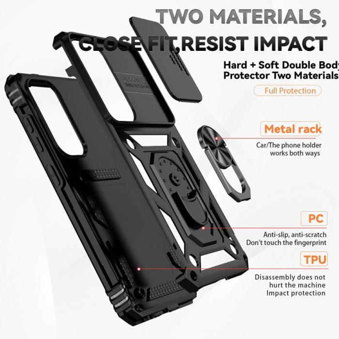 Bild 4,  Samsung Galaxy S25 Skal Hybrid Ring CamShield Svart - Teknikhallen.se