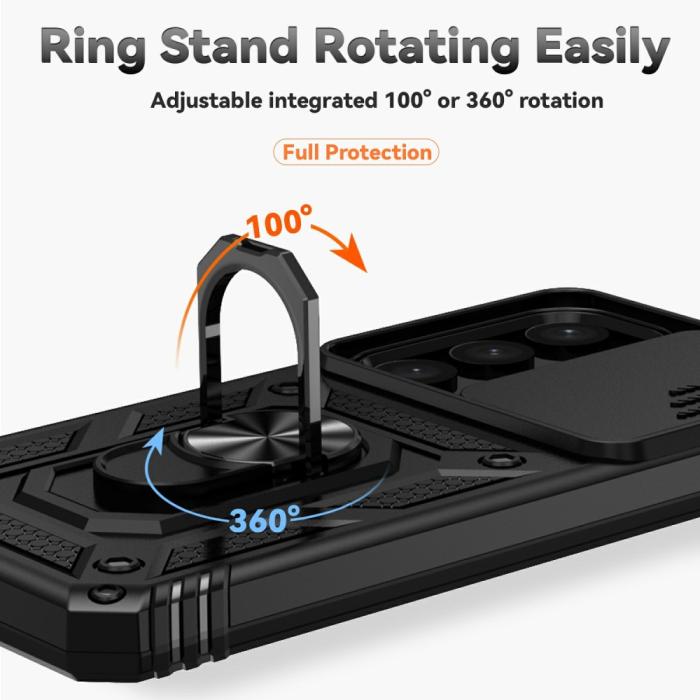Bild 6,  Samsung Galaxy S25 Skal Hybrid Ring CamShield Svart - Teknikhallen.se