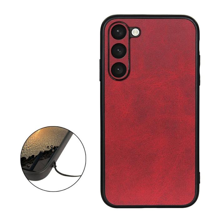 Bild 2,  Samsung Galaxy S23 Plus Skal Läderbelagt Röd - Teknikhallen.se