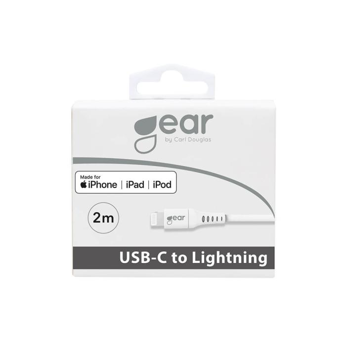 Bild 2, Gear GEAR 18W Laddkabel MFi USB-C - Lightning 2m Vit - Teknikhallen.se