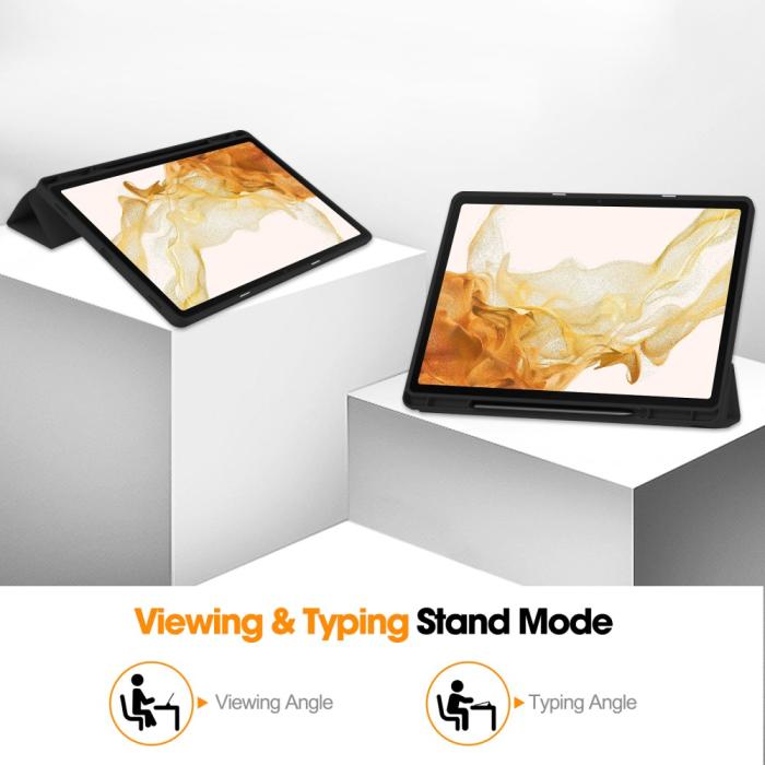 Bild 3,  Samsung Galaxy Tab S9 Plus Fodral Tri-Fold Pennhållare Svart - Teknikhallen.se