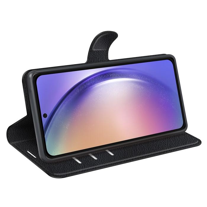 Bild 3,  Samsung Galaxy A55 5G Fodral Litchi Läder Svart - Teknikhallen.se