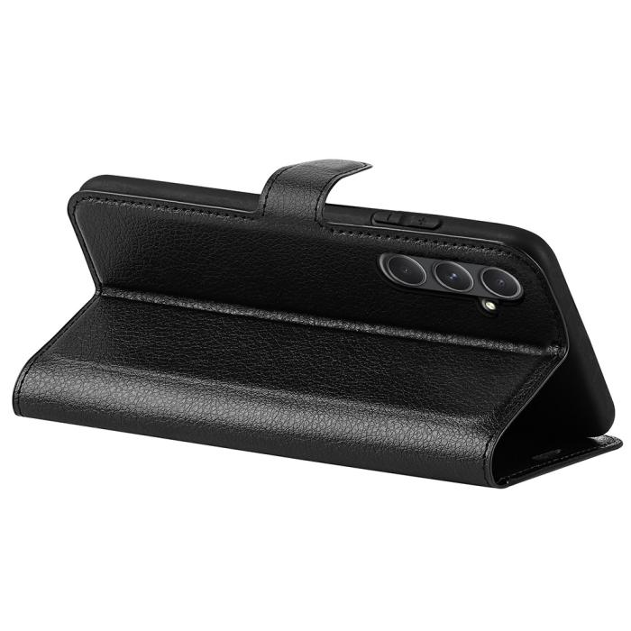 Bild 4,  Samsung Galaxy A55 5G Fodral Litchi Läder Svart - Teknikhallen.se