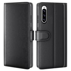  Sony Xperia 10 V Fodral Premium Split L&auml;der Svart - Teknikhallen.se