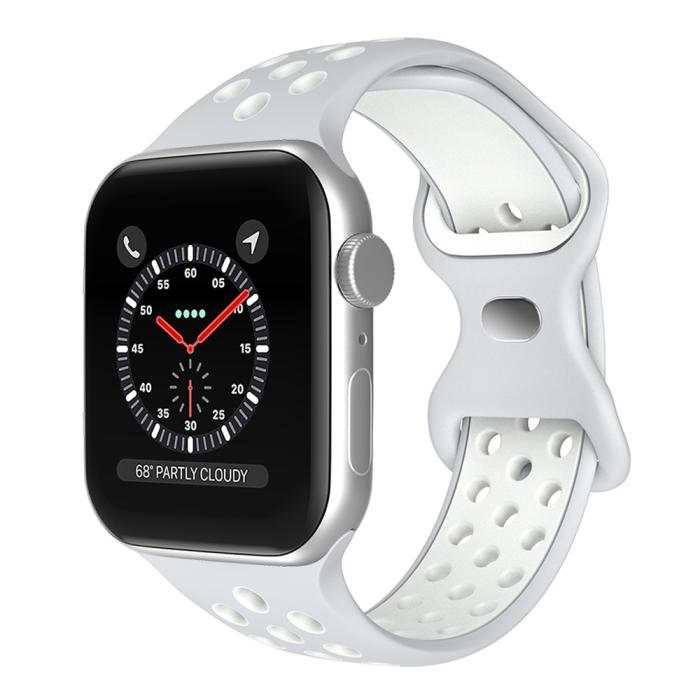 Bild 2, ColorPop Sportarmband Dual-Color Apple Watch 42/41/40/38 mm (S/M) Grå/Vit - Teknikhallen.se