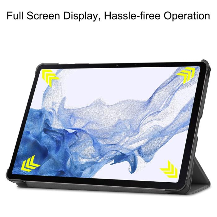 Bild 3,  Samsung Galaxy Tab S9 Fodral Tri-Fold Läder Grå - Teknikhallen.se