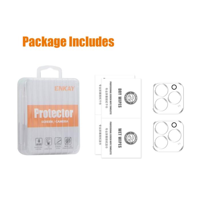 Bild 5, ENKAY ENKAY iPhone 16 Pro Max/16 Pro Linsskydd 2-PACK Härdat Glas - Teknikhallen.se