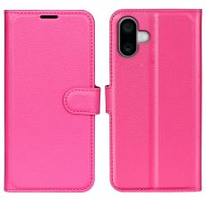  iPhone 16 Plus Fodral Litchi L&auml;der Rosa - Teknikhallen.se