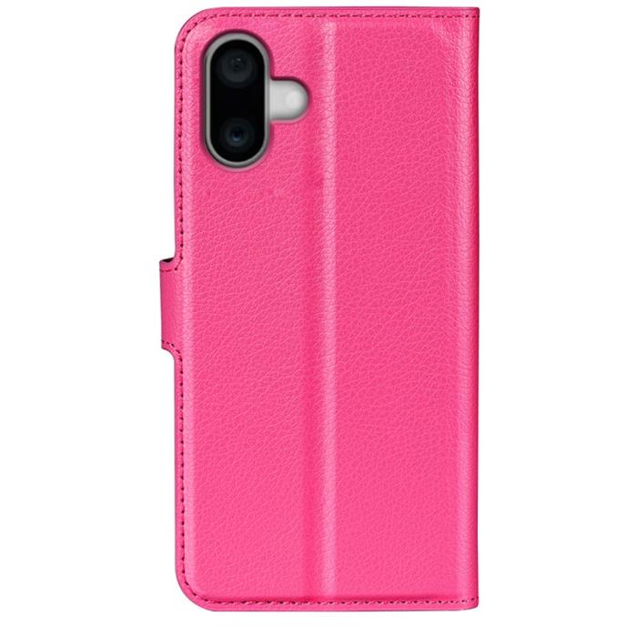 Bild 6,  iPhone 16 Plus Fodral Litchi Läder Rosa - Teknikhallen.se