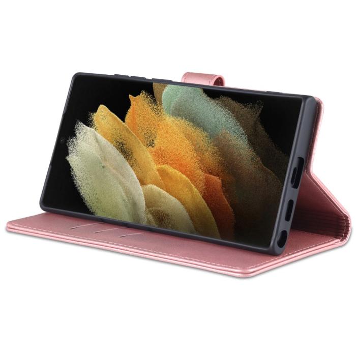 Bild 4, AZNS AZNS Samsung Galaxy S22 Ultra Fodral Läder Roséguld - Teknikhallen.se