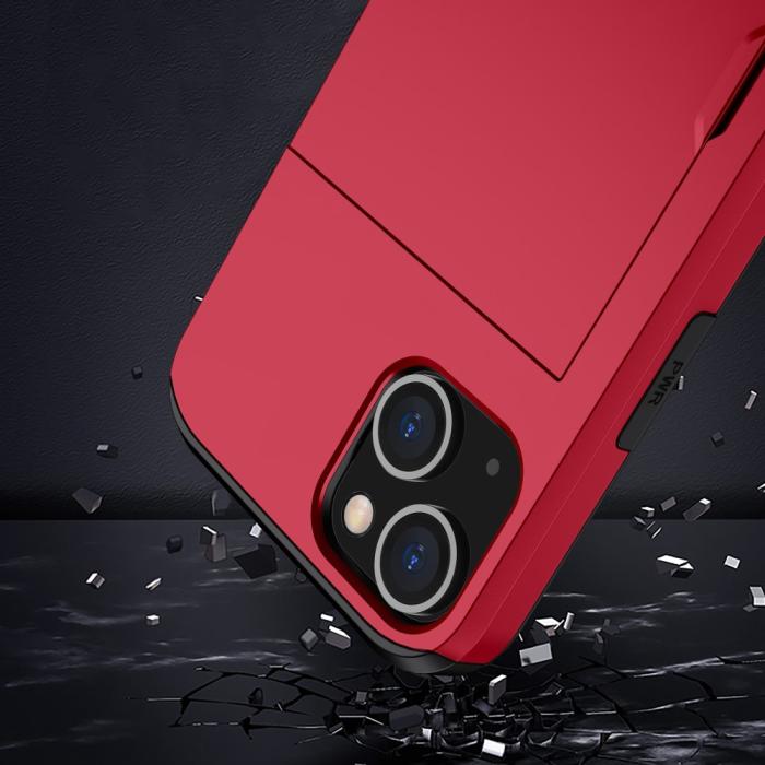 Bild 6,  iPhone 15 Skal Hybrid Med Kortfack Röd - Teknikhallen.se