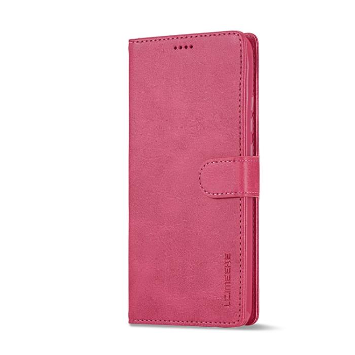 Bild 2, LC.IMEEKE LC.IMEEKE Xiaomi Redmi 10C Fodral Läder Röd/Rosa - Teknikhallen.se