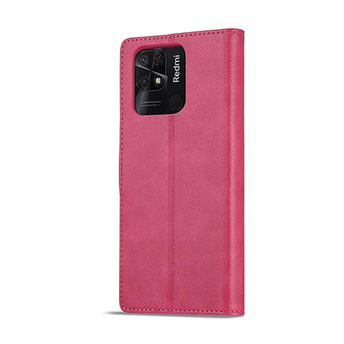 Bild 3, LC.IMEEKE LC.IMEEKE Xiaomi Redmi 10C Fodral Läder Röd/Rosa - Teknikhallen.se
