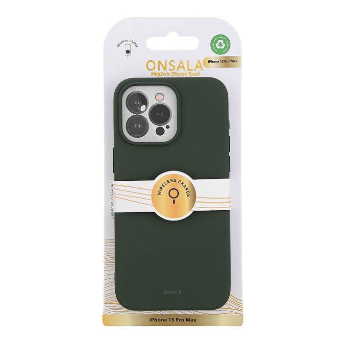 Bild 2, Onsala ONSALA iPhone 15 Pro Max MagSafe Skal Med Silikonyta Olivgrön - Teknikhallen.se