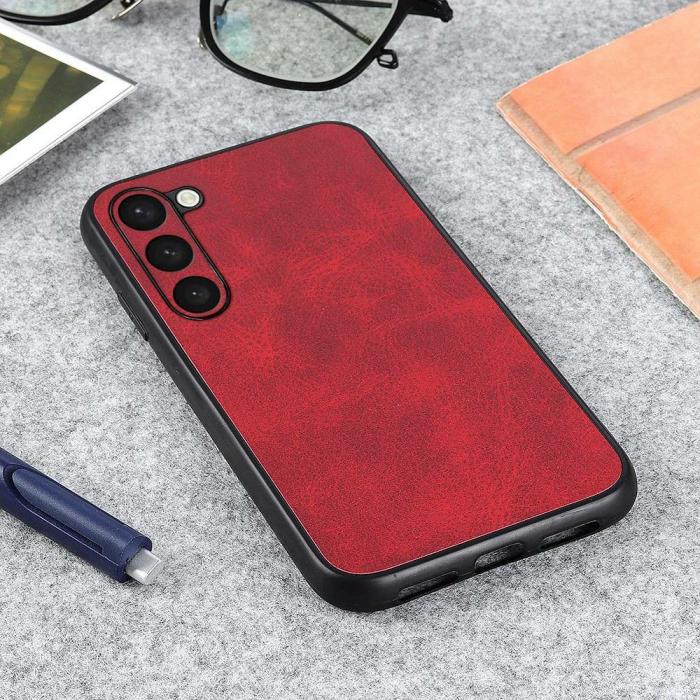 Bild 3,  Samsung Galaxy S23 Plus Skal Läderbelagt Röd - Teknikhallen.se