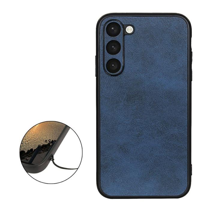 Bild 2,  Samsung Galaxy S23 Plus Skal Läderbelagt Blå - Teknikhallen.se