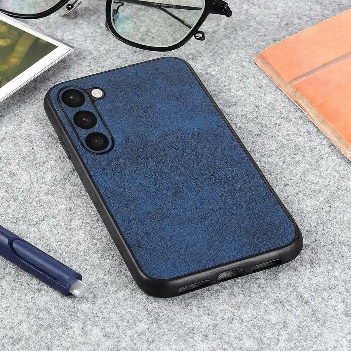 Bild 3,  Samsung Galaxy S23 Plus Skal Läderbelagt Blå - Teknikhallen.se