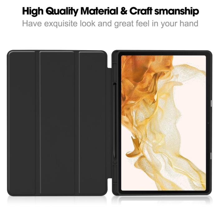 Bild 5,  Samsung Galaxy Tab S9 Plus Fodral Tri-Fold Pennhållare Svart - Teknikhallen.se