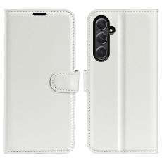  Samsung Galaxy A55 5G Fodral Litchi L&auml;der Vit - Teknikhallen.se