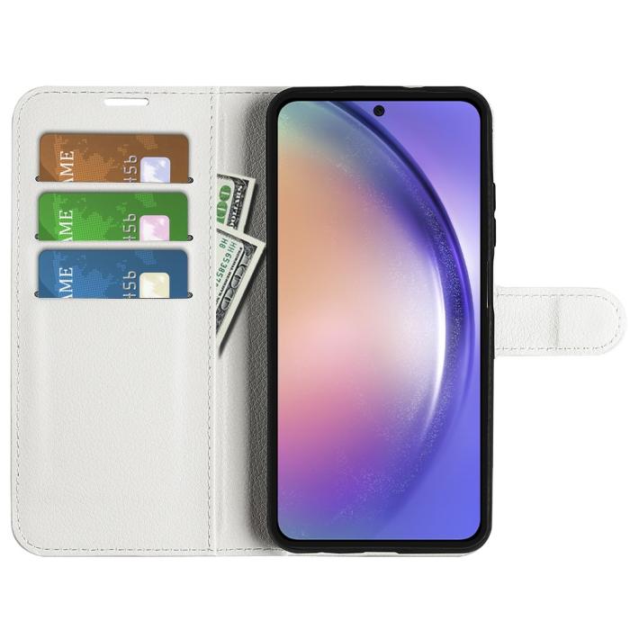 Bild 2,  Samsung Galaxy A55 5G Fodral Litchi Läder Vit - Teknikhallen.se