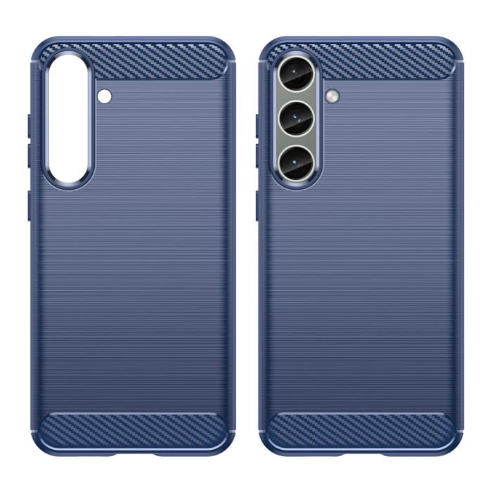 Bild 2,  Samsung Galaxy S25 Plus / S24 Plus Skal Borstad Stål Textur Blå - Teknikhallen.se