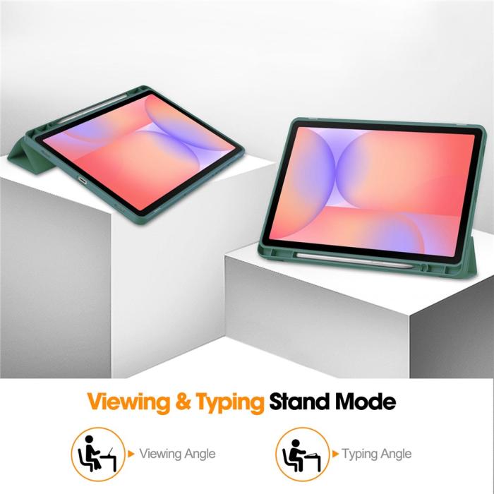 Bild 4,  Samsung Galaxy Tab S10 Lite Fodral Tri-Fold Pennhållare Grön - Teknikhallen.se