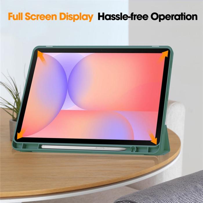 Bild 5,  Samsung Galaxy Tab S10 Lite Fodral Tri-Fold Pennhållare Grön - Teknikhallen.se