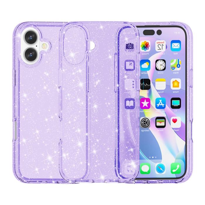 Bild 2,  iPhone 17 Skal Hybrid Glitter Lila - Teknikhallen.se