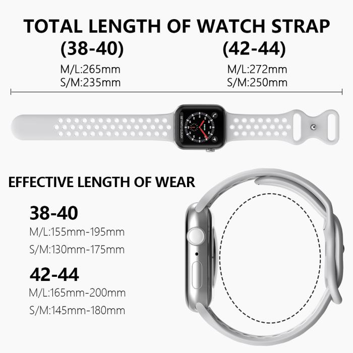 Bild 4, ColorPop Sportarmband Dual-Color Apple Watch 42/41/40/38 mm (S/M) Grå/Vit - Teknikhallen.se