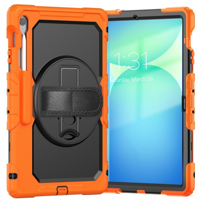 Bild 3,  Galaxy Tab S10 FE Plus Skal 360 Shockproof Hybrid Kickstand Orange - Teknikhallen.se