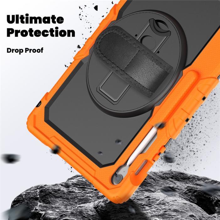 Bild 5,  Galaxy Tab S10 FE Plus Skal 360 Shockproof Hybrid Kickstand Orange - Teknikhallen.se