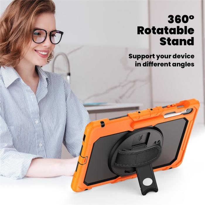 Bild 6,  Galaxy Tab S10 FE Plus Skal 360 Shockproof Hybrid Kickstand Orange - Teknikhallen.se