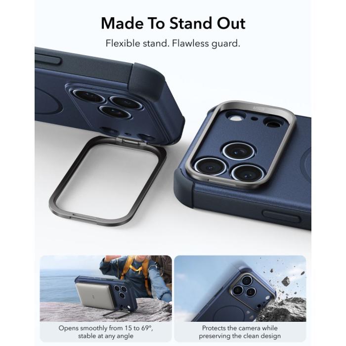 Bild 4, ESR ESR iPhone 18 Pro / 17 Pro Skal MagSafe Cyber Tough Kickstand Blå - Teknikhallen.se