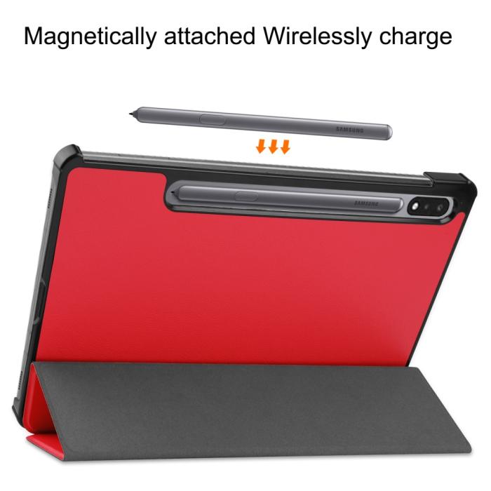 Bild 4,  Samsung Galaxy Tab S9 Fodral Tri-Fold Läder Röd - Teknikhallen.se